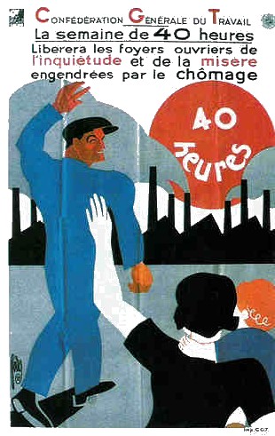 Affiche CGT pour les 40h 1936